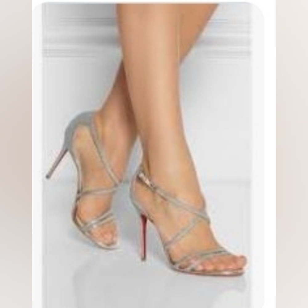 Christian Louboutin “GWYNITTA” Glitter Sandals; sz 38